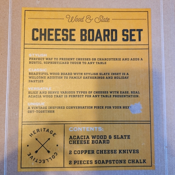 5pc. Refinery & Co Acacia Wood & Slate Cheese Board Set Hammered Copper Knives - Picture 9 of 12